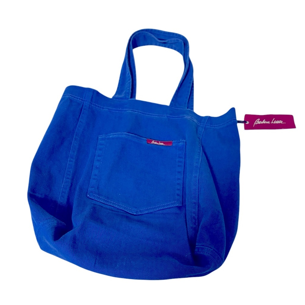 Vintage Barbara Lesser Denim Tote in a Gorgeous French Blue. EUC